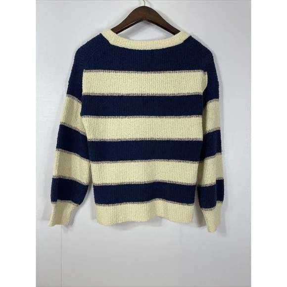 Madewell Striped Lakeville Pullover Sweater in Navy/ Cream Size XS - Picture 6 of 8